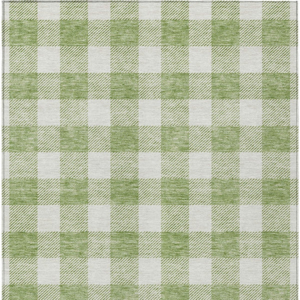 Homeroots 3' Artichoke Green And Gray Plaid Washable Rug – Perfect For Indoor And Outdoor Spaces, Durable Design 8' X 10' Polyester 595364