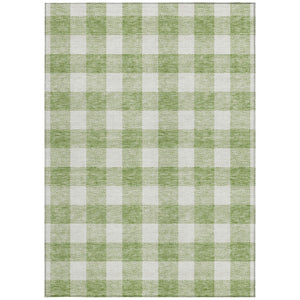Homeroots 3' Artichoke Green And Gray Plaid Washable Rug – Perfect For Indoor And Outdoor Spaces, Durable Design 9' X 12' Polyester 595365