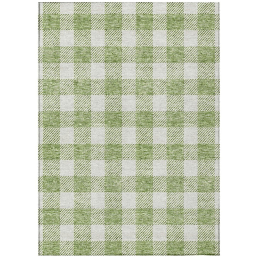 HomeRoots 9' Timeless Artichoke Green & Gray Plaid Washable Area Rug for Indoor/Outdoor Use – Durable & Stylish! 595365