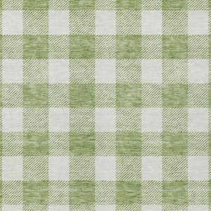 Homeroots 3' Artichoke Green And Gray Plaid Washable Rug – Perfect For Indoor And Outdoor Spaces, Durable Design 9' X 12' Polyester 595365