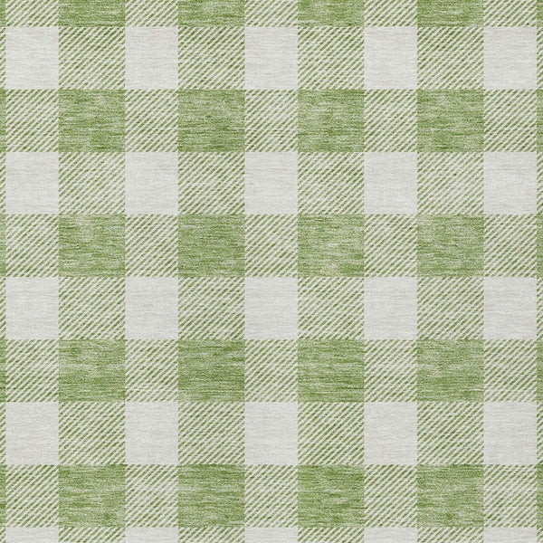 Homeroots 3' Artichoke Green And Gray Plaid Washable Rug – Perfect For Indoor And Outdoor Spaces, Durable Design 9' X 12' Polyester 595365