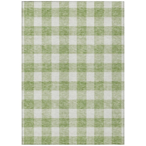 HomeRoots 5' Artichoke Green and Gray Plaid Washable Area Rug – Durable, Stylish, and Ideal for Indoor/Outdoor Use 10' X 14' 595366