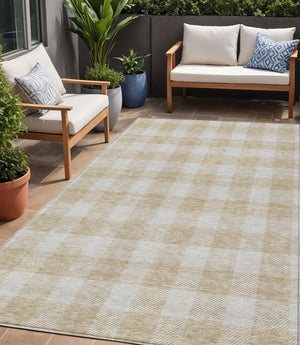 Homeroots 3' Artichoke Green And Gray Plaid Washable Rug – Perfect For Indoor And Outdoor Spaces, Durable Design 5' X 8' Polyester 595368