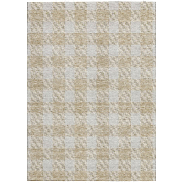 Homeroots 3' Artichoke Green And Gray Plaid Washable Rug – Perfect For Indoor And Outdoor Spaces, Durable Design 8' X 10' Polyester 595370