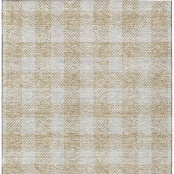 Homeroots 3' Artichoke Green And Gray Plaid Washable Rug – Perfect For Indoor And Outdoor Spaces, Durable Design 10' X 14' Polyester 595372