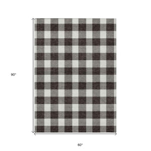 Homeroots 3' Artichoke Green And Gray Plaid Washable Rug – Perfect For Indoor And Outdoor Spaces, Durable Design 5' X 8' Polyester 595374