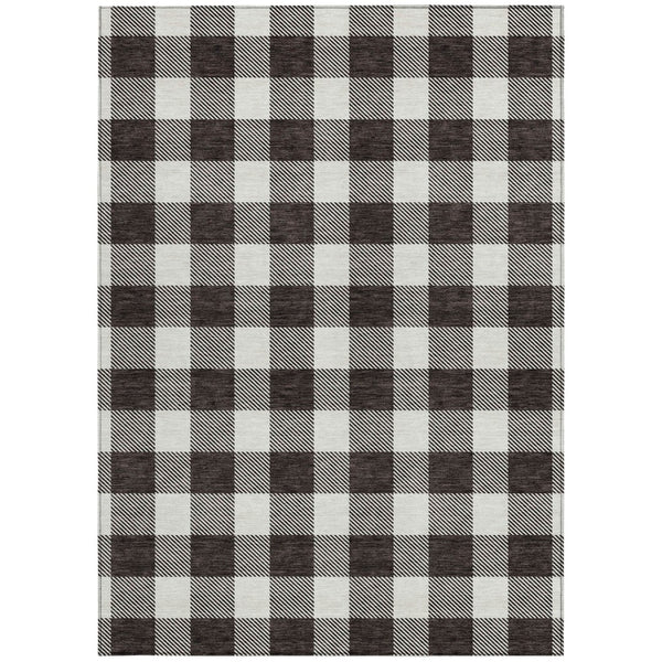 Homeroots 3' Artichoke Green And Gray Plaid Washable Rug – Perfect For Indoor And Outdoor Spaces, Durable Design 8' X 10' Polyester 595376
