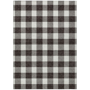 HomeRoots 9' X 12' Black and Gray Plaid Indoor-Outdoor Area Rug - Stain-Resistant, Stylish, Easy Care and Durable 595377