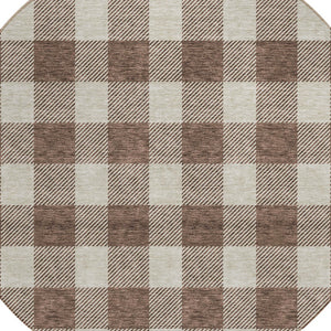 Homeroots 3' Artichoke Green And Gray Plaid Washable Rug – Perfect For Indoor And Outdoor Spaces, Durable Design 8' Round Polyester 595381
