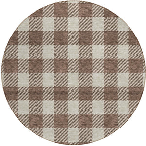Homeroots 3' Artichoke Green And Gray Plaid Washable Rug – Perfect For Indoor And Outdoor Spaces, Durable Design 8' Round Polyester 595381