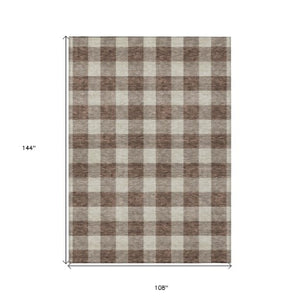Homeroots 3' Artichoke Green And Gray Plaid Washable Rug – Perfect For Indoor And Outdoor Spaces, Durable Design 9' X 12' Polyester 595383