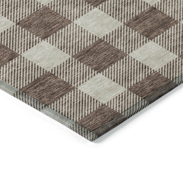 Homeroots 3' Artichoke Green And Gray Plaid Washable Rug – Perfect For Indoor And Outdoor Spaces, Durable Design 10' X 14' Polyester 595384