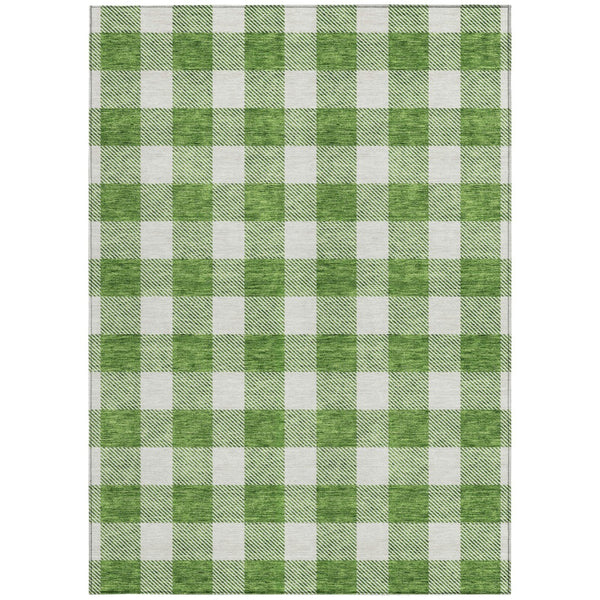Homeroots 3' Artichoke Green And Gray Plaid Washable Rug – Perfect For Indoor And Outdoor Spaces, Durable Design 3' X 5' Polyester 595385