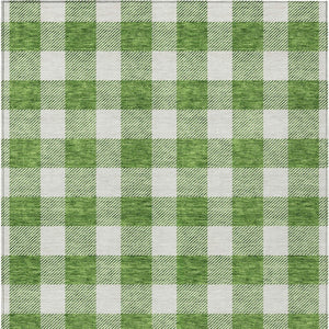 Homeroots 3' Artichoke Green And Gray Plaid Washable Rug – Perfect For Indoor And Outdoor Spaces, Durable Design 3' X 5' Polyester 595385