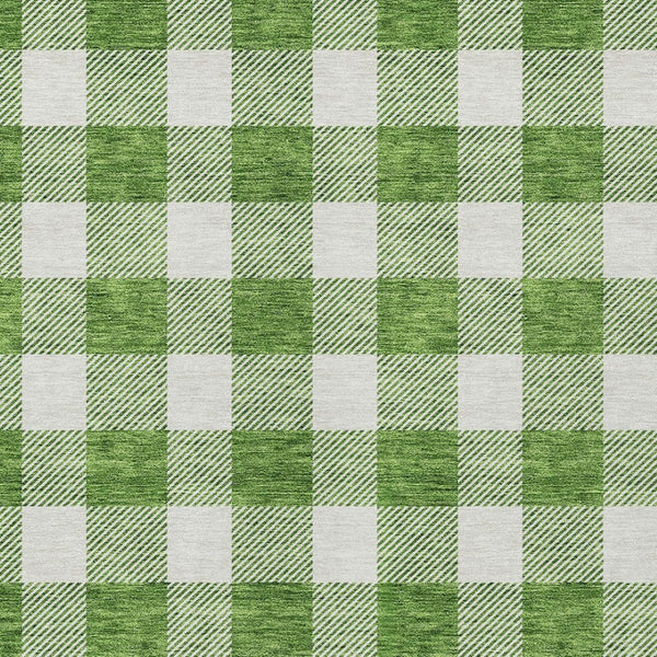 Homeroots 3' Artichoke Green And Gray Plaid Washable Rug – Perfect For Indoor And Outdoor Spaces, Durable Design 5' X 8' Polyester 595386