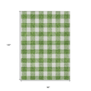 Homeroots 3' Artichoke Green And Gray Plaid Washable Rug – Perfect For Indoor And Outdoor Spaces, Durable Design 8' X 10' Polyester 595388