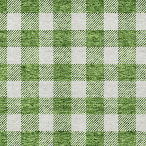 Homeroots 3' Artichoke Green And Gray Plaid Washable Rug – Perfect For Indoor And Outdoor Spaces, Durable Design 8' X 10' Polyester 595388