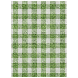 HomeRoots 9' X 12' Green And Gray Plaid Area Rug - Durable, Washable, Stylish for Indoor & Outdoor Spaces! 595389