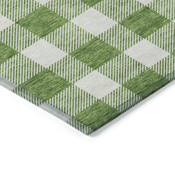 Homeroots 3' Artichoke Green And Gray Plaid Washable Rug – Perfect For Indoor And Outdoor Spaces, Durable Design 9' X 12' Polyester 595389
