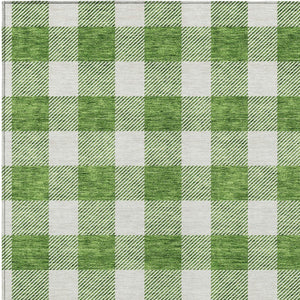 Homeroots 3' Artichoke Green And Gray Plaid Washable Rug – Perfect For Indoor And Outdoor Spaces, Durable Design 9' X 12' Polyester 595389