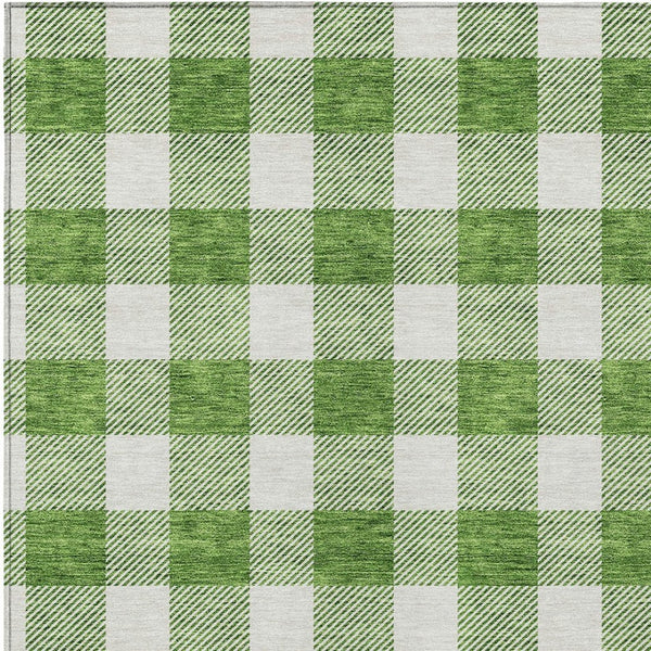 Homeroots 3' Artichoke Green And Gray Plaid Washable Rug – Perfect For Indoor And Outdoor Spaces, Durable Design 9' X 12' Polyester 595389