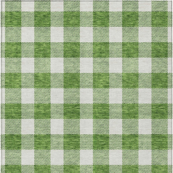 Homeroots 3' Artichoke Green And Gray Plaid Washable Rug – Perfect For Indoor And Outdoor Spaces, Durable Design 10' X 14' Polyester 595390