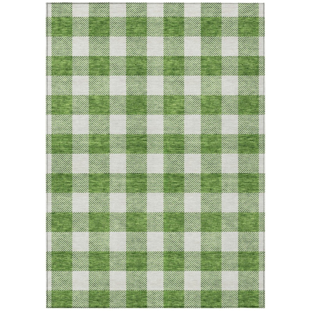 HomeRoots 5' Green and Gray Plaid Washable Area Rug – Durable Indoor/Outdoor Design for Easy Care & Style 10' X 14' 595390