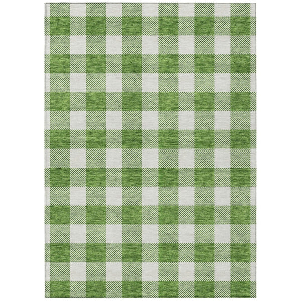 HomeRoots 5' Green and Gray Plaid Washable Area Rug – Durable Indoor/Outdoor Design for Easy Care & Style 10' X 14' 595390