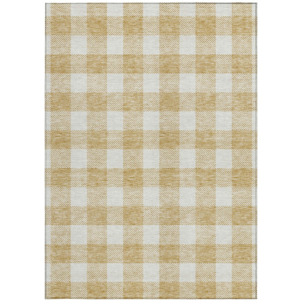 Homeroots 3' Artichoke Green And Gray Plaid Washable Rug – Perfect For Indoor And Outdoor Spaces, Durable Design 5' X 8' Polyester 595392