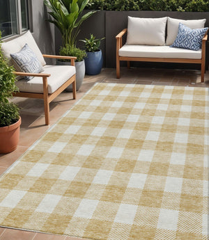 Homeroots 3' Artichoke Green And Gray Plaid Washable Rug – Perfect For Indoor And Outdoor Spaces, Durable Design 5' X 8' Polyester 595392