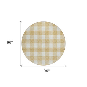 Homeroots 3' Artichoke Green And Gray Plaid Washable Rug – Perfect For Indoor And Outdoor Spaces, Durable Design 8' Round Polyester 595393