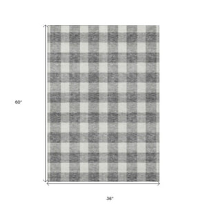 Homeroots 3' Artichoke Green And Gray Plaid Washable Rug – Perfect For Indoor And Outdoor Spaces, Durable Design 3' X 5' Polyester 595397