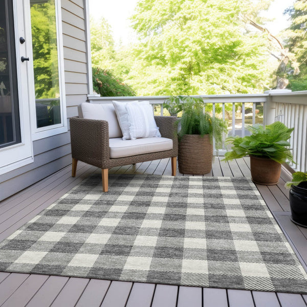 Homeroots 3' Artichoke Green And Gray Plaid Washable Rug – Perfect For Indoor And Outdoor Spaces, Durable Design 3' X 5' Polyester 595397