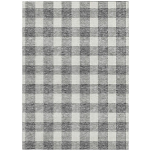 Homeroots 3' Artichoke Green And Gray Plaid Washable Rug – Perfect For Indoor And Outdoor Spaces, Durable Design 5' X 8' Polyester 595398