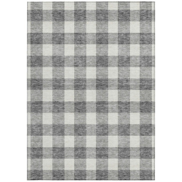 Homeroots 3' Artichoke Green And Gray Plaid Washable Rug – Perfect For Indoor And Outdoor Spaces, Durable Design 5' X 8' Polyester 595398