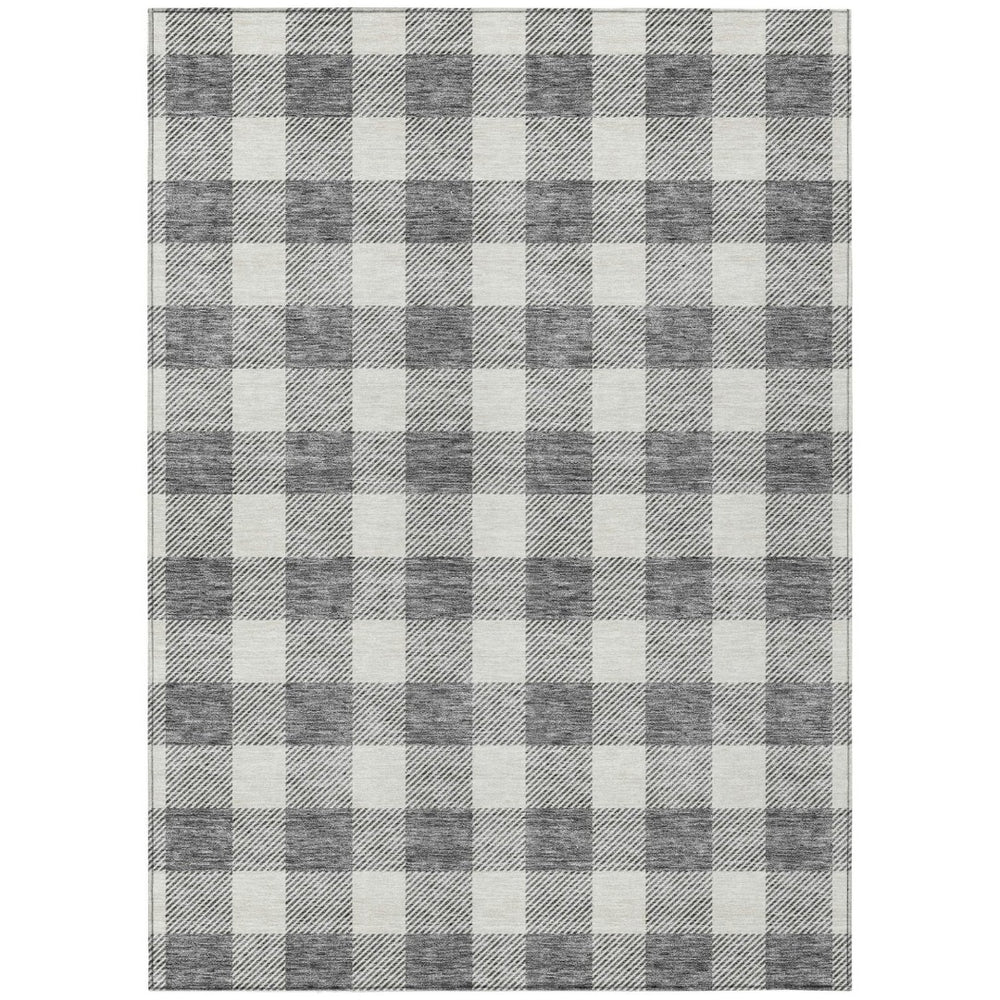 HomeRoots 5' Gray and Charcoal Plaid Washable Area Rug - Durable, Stylish, Perfect for Indoor and Outdoor Spaces 5' X 8' 595398