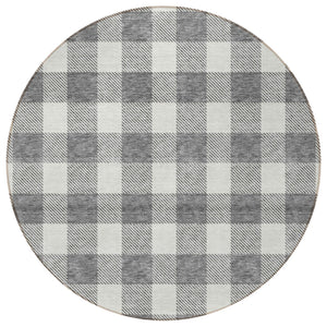 Homeroots 3' Artichoke Green And Gray Plaid Washable Rug – Perfect For Indoor And Outdoor Spaces, Durable Design 8' Round Polyester 595399