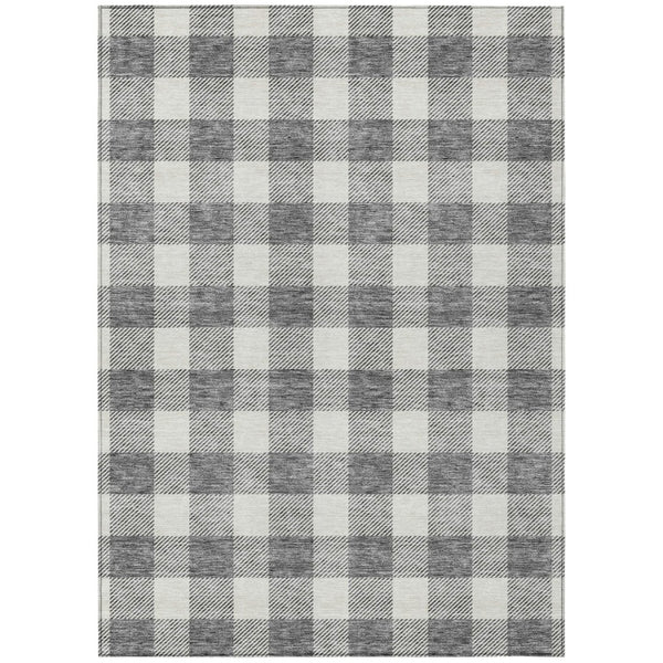 HomeRoots 5' Gray and Charcoal Plaid Washable Area Rug - Durable, Stylish, Perfect for Indoor and Outdoor Spaces 8' X 10' 595400
