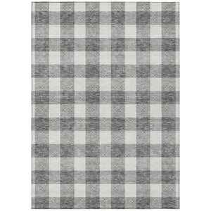 HomeRoots 5' Gray and Charcoal Plaid Washable Area Rug - Durable, Stylish, Perfect for Indoor and Outdoor Spaces 10' X 14' 595402
