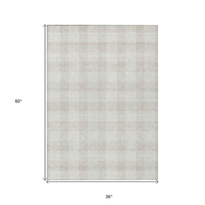 Homeroots 3' Artichoke Green And Gray Plaid Washable Rug – Perfect For Indoor And Outdoor Spaces, Durable Design 3' X 5' Polyester 595403