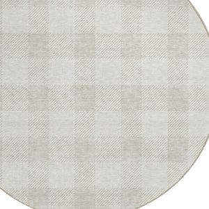 Homeroots 3' Artichoke Green And Gray Plaid Washable Rug – Perfect For Indoor And Outdoor Spaces, Durable Design 8' Round Polyester 595405