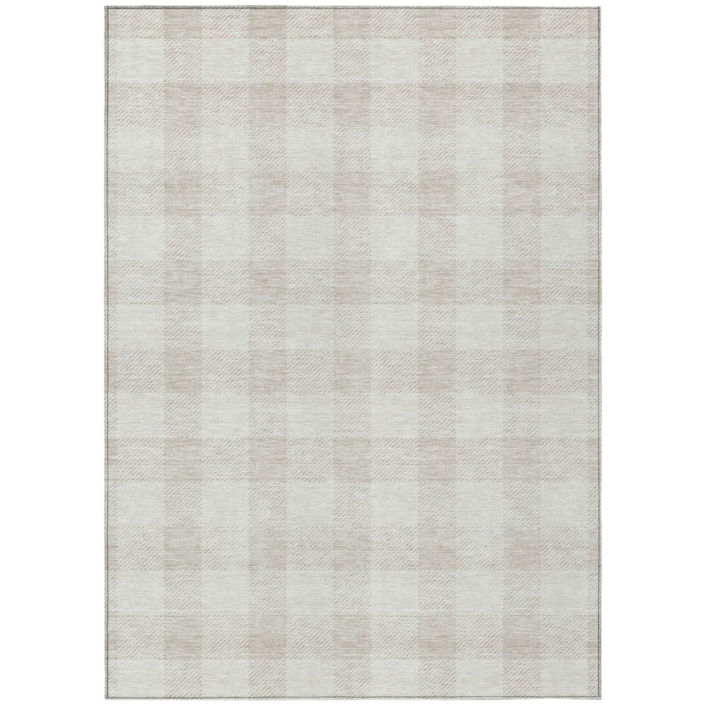 HomeRoots 9' X 12' Ivory and Beige Plaid Washable Area Rug – Stylish, Durable, Indoor/Outdoor Comfort Solution! 595407