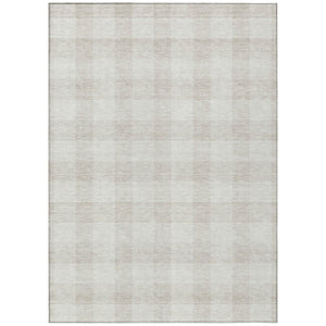 HomeRoots 9' X 12' Ivory and Beige Plaid Washable Area Rug – Stylish, Durable, Indoor/Outdoor Comfort Solution! 595407