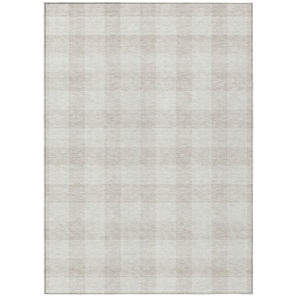 HomeRoots 9' X 12' Ivory and Beige Plaid Washable Area Rug – Stylish, Durable, Indoor/Outdoor Comfort Solution! 595407