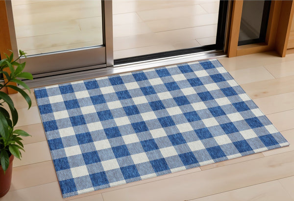 Homeroots 3' Artichoke Green And Gray Plaid Washable Rug – Perfect For Indoor And Outdoor Spaces, Durable Design 3' X 5' Polyester 595409