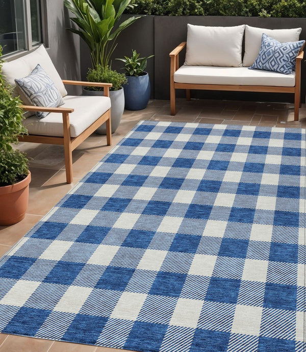 Homeroots 3' Artichoke Green And Gray Plaid Washable Rug – Perfect For Indoor And Outdoor Spaces, Durable Design 5' X 8' Polyester 595410