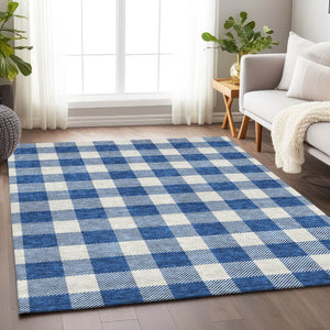 Homeroots 3' Artichoke Green And Gray Plaid Washable Rug – Perfect For Indoor And Outdoor Spaces, Durable Design 5' X 8' Polyester 595410