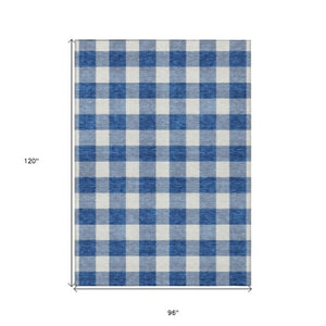 Homeroots 3' Artichoke Green And Gray Plaid Washable Rug – Perfect For Indoor And Outdoor Spaces, Durable Design 8' X 10' Polyester 595412