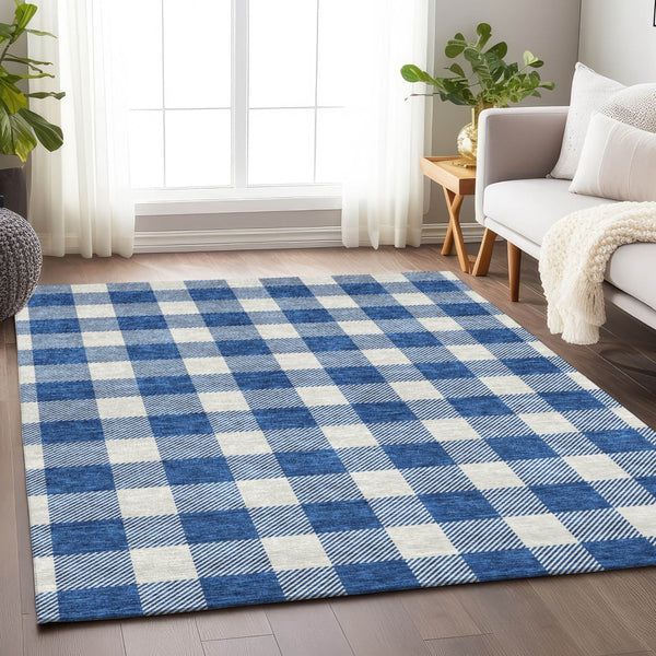 Homeroots 3' Artichoke Green And Gray Plaid Washable Rug – Perfect For Indoor And Outdoor Spaces, Durable Design 8' X 10' Polyester 595412