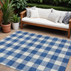 Homeroots 3' Artichoke Green And Gray Plaid Washable Rug – Perfect For Indoor And Outdoor Spaces, Durable Design 9' X 12' Polyester 595413